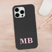 Minimalistisches rosa Schwarzes Anfangsmonogramm Case-Mate iPhone Hülle