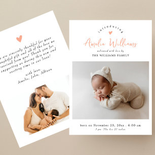 Minimalistisches Rosa-Script Elegant 2 Foto-Baby-S Dankeskarte