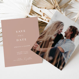 Minimalistisches Rosa-Script-Foto Save the Date