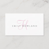 Minimalistisches rosa Skript-Monogramm-Name Visitenkarte (Vorderseite)