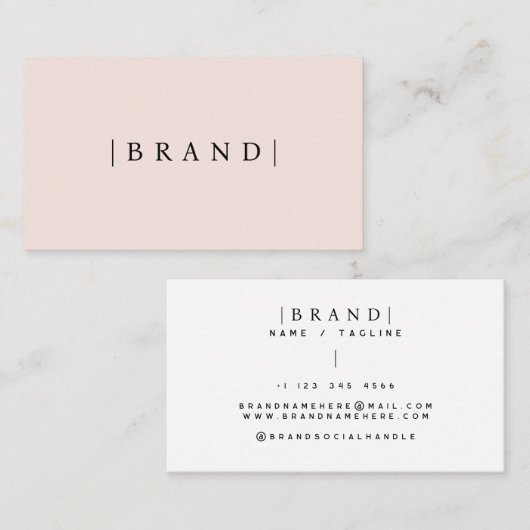 Minimalistisches Rosa Telefonnummerkarte (Vorne/Hinten)