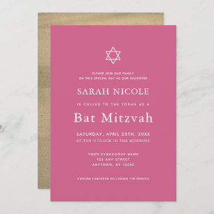 Minimalistisches Rosa und Gold Bat Mitzvah Einladung