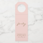 Minimalistisches Rosa und goldenes Zeitalter Gebur Flaschenanhänger (Vorderseite)