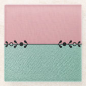 Minimalistisches Rosa und Mintgrün mit schwarzer V Glasuntersetzer (Vorderseite)