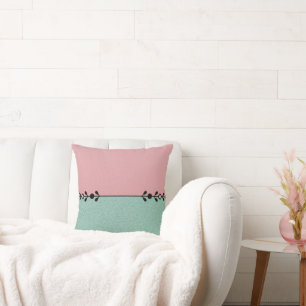 Minimalistisches Rosa und Mintgrün mit schwarzer V Kissen