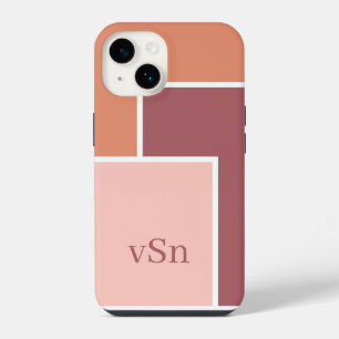Minimalistisches Rosa- und Pfirsich-Farbenblock iPhone 14 Hülle