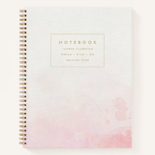 Minimalistisches rosa Wasserfarben-Notizbuch Notizblock