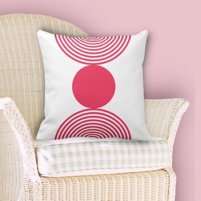 Minimalistisches rosa-weißes Muster Kissen (Minimalist Pink & White Circle Pattern Throw Pillow, Home and Living)