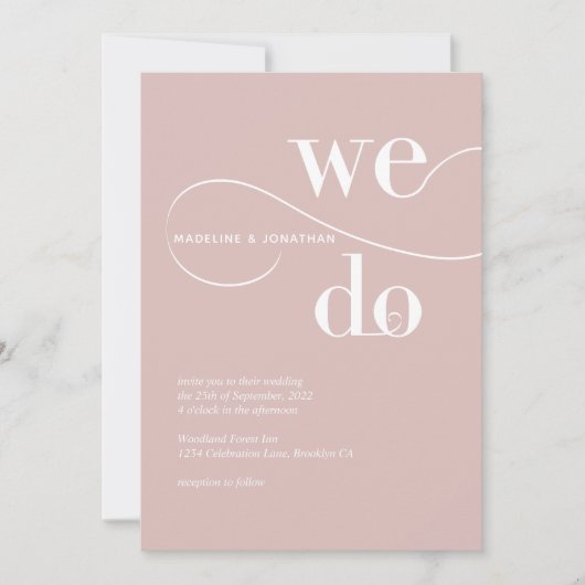 Minimalistisches Rosa Wir machen kalligraphische H Einladung (Vorderseite)