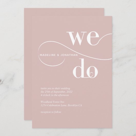 Minimalistisches Rosa Wir machen kalligraphische H Einladung (Vorne/Hinten)