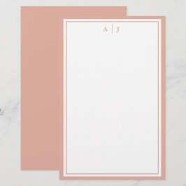 Minimalistisches Rosa Zwei-Bänder-Monogramm Briefpapier