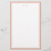 Minimalistisches Rosa Zwei-Bänder-Monogramm Briefpapier (Vorderseite)