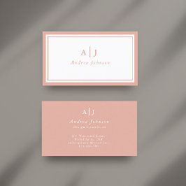 Minimalistisches Rosa Zwei-Bänder-Monogramm Visitenkarte