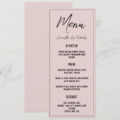 Minimalistisches rosafarbenes Menü Menükarte (Vorne/Hinten)