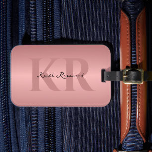Minimalistisches Rosegold Monogramm Gepäckanhänger