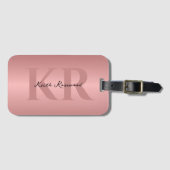 Minimalistisches Rosegold Monogramm Gepäckanhänger (Vorderseite (Horizontal))
