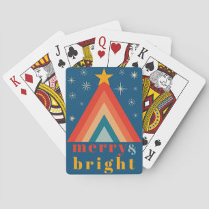 Minimalistisches Rot & Blau Retro Groovy Weihnacht Spielkarten