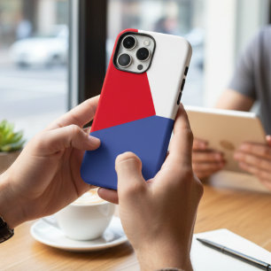 Minimalistisches Rot Blau & Weiß abstraktes Farbfe iPhone 16 Pro Max Hülle