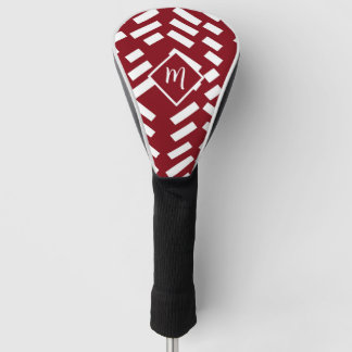 Minimalistisches, rotes, diagonales Muster, Monogr Golf Headcover