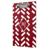 Minimalistisches, rotes, diagonales Muster, Monogr Klemmbrett (Links)