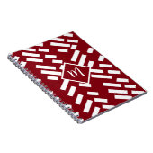 Minimalistisches, rotes, diagonales Muster, Monogr Notizblock (Rechte Seite)