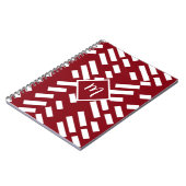 Minimalistisches, rotes, diagonales Muster, Monogr Notizblock (Linke Seite)
