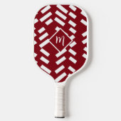 Minimalistisches, rotes, diagonales Muster, Monogr Pickleball Schläger (Rückseite)