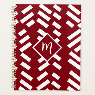 Minimalistisches, rotes, diagonales Muster, Monogr Planer