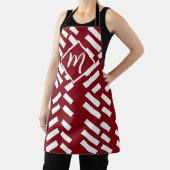 Minimalistisches, rotes, diagonales Muster, Monogr Schürze (InSitu)