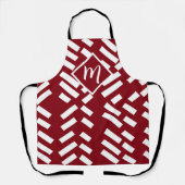 Minimalistisches, rotes, diagonales Muster, Monogr Schürze (Vorderseite)