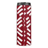 Minimalistisches, rotes, diagonales Muster, Monogr Thermosbecher (Rückseite)