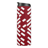 Minimalistisches, rotes, diagonales Muster, Monogr Thermosbecher (Nach rechts gedreht)