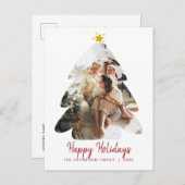 Minimalistisches Rotes Foto Weihnachtsbaum Happy H Postkarte (Vorne/Hinten)