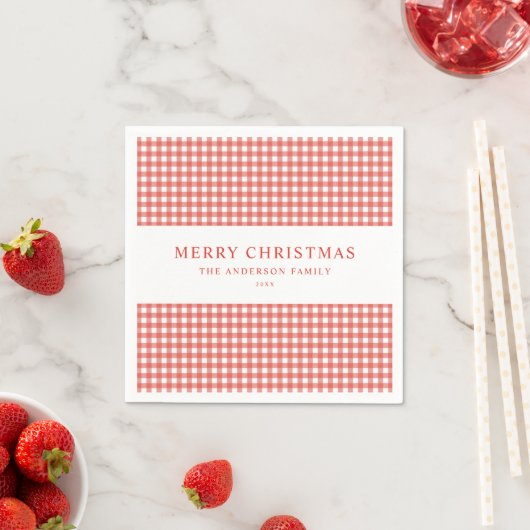 Minimalistisches rotes Gingham-Christmas Serviette (Beispiel)