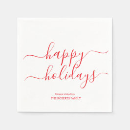 Minimalistisches Rotes Happy Holidays Elegante Typ Serviette