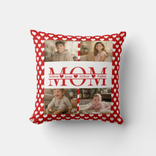 Minimalistisches rotes Herz Mama personalisiertes  Kissen