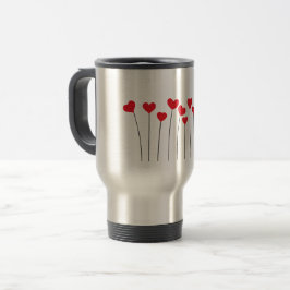 Minimalistisches rotes Herzen Edelstahl-Reisemug  Reisebecher