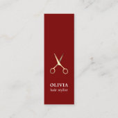 Minimalistisches Rotes Imitat Goldschere Haar Mini Visitenkarte (Vorderseite)