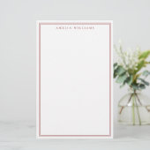 Minimalistisches rotes Monogramm mit zwei Rändern Briefpapier (Stehend Vorderseite)