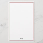 Minimalistisches rotes Monogramm mit zwei Rändern Briefpapier (Rückseite)