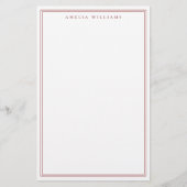 Minimalistisches rotes Monogramm mit zwei Rändern Briefpapier (Vorderseite)