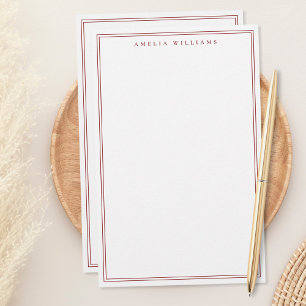 Minimalistisches rotes Monogramm mit zwei Rändern Briefpapier