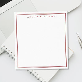 Minimalistisches rotes Monogramm mit zwei Rändern Notizblock