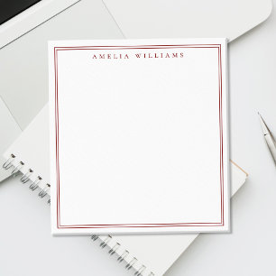 Minimalistisches rotes Monogramm mit zwei Rändern Notizblock
