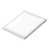 Minimalistisches rotes Monogramm mit zwei Rändern Notizblock (Rotiert)