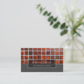 Minimalistisches rotes Mosaikfliesen, graues Recht Visitenkarte (Stehend Vorderseite)