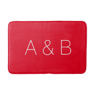 Minimalistisches rotes Pärchen-Monogramm Badematte