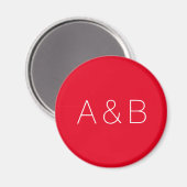 Minimalistisches rotes Pärchen-Monogramm Magnet (Vorderseite/Rückseite)