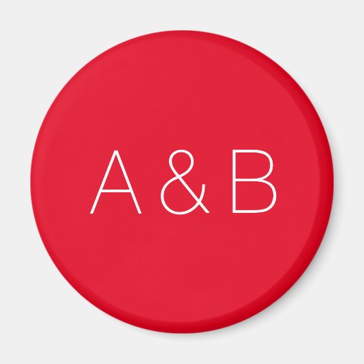 Minimalistisches rotes Pärchen-Monogramm Magnet (Vorne)