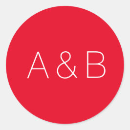 Minimalistisches rotes Pärchen-Monogramm Runder Aufkleber